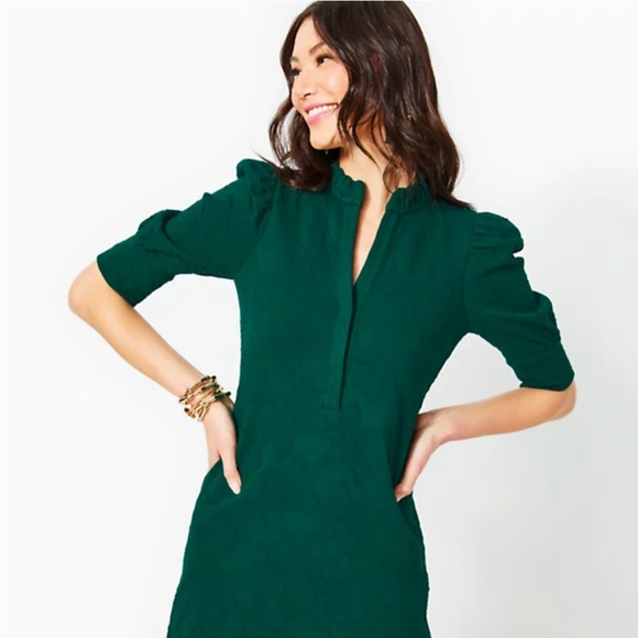 Lilly Pulitzer Dresses & Skirts - LILLY PULITZER Elsey Floral Jacquard Puff Sleeve Dress. Size XL